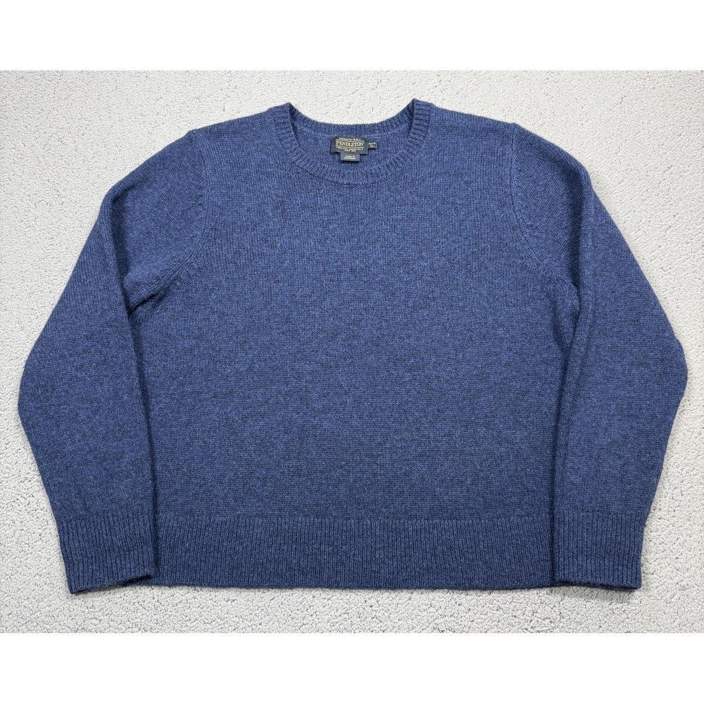 Pendleton Sweater Womens Petite XL‎ Blue Shetland Wool Crew Neck Knit Pullover